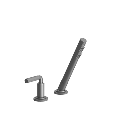Techno Chic Deck mounted Roman diverter valve and handshower assembly - Lever Knurling