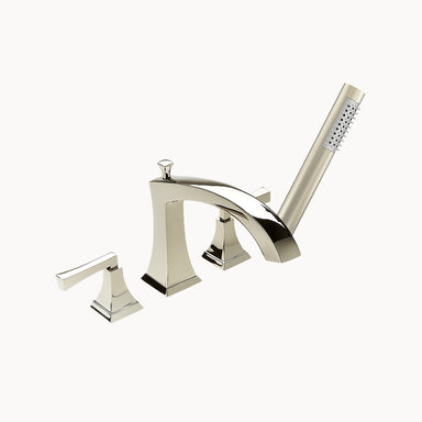 Leyden Roman Tub Filler with Metal Lever Handles and Hand Shower