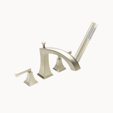 Leyden Roman Tub Filler with Metal Lever Handles and Hand Shower