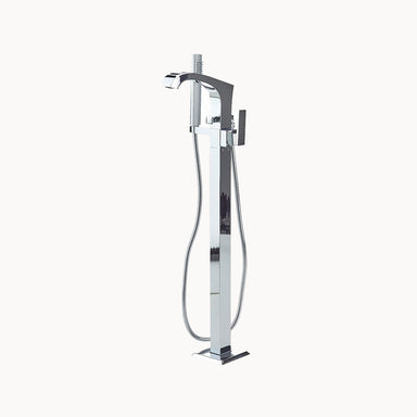 Leyden Floor Mount Tub Filler with Metal Lever Handle and Hand Shower