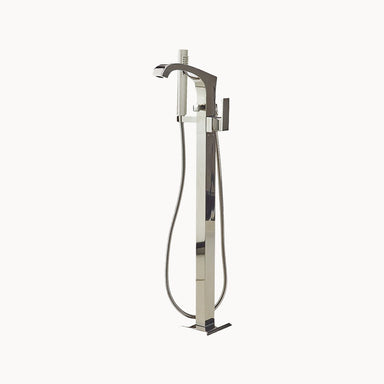 Leyden Floor Mount Tub Filler with Metal Lever Handle and Hand Shower