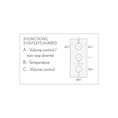 Heir 3000 Thermostatic Shower Trim with Integrated Volume Control and Two-Way Diverter, 3 Functions