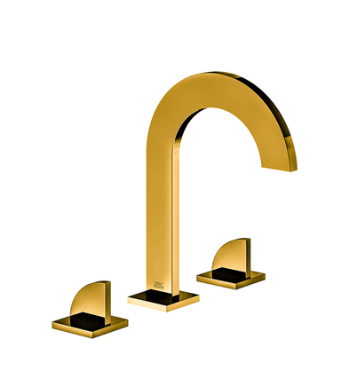 Edge Widespread lavatory faucet with push-down pop-up drain assembly