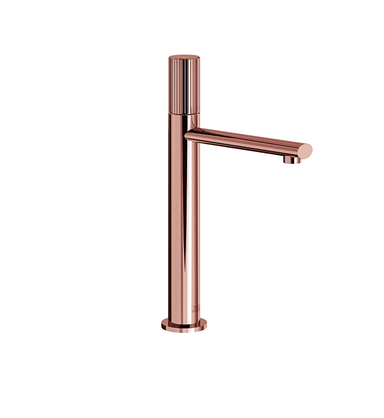 Nerea Vessel single handle luxury lavatory set with push-down pop-up drain assembly - Vertical Lines