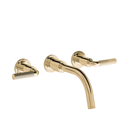 Techno Chic Wall-mounted lavatory faucet, less drain assembly, trim only - Vertical Lines Lever