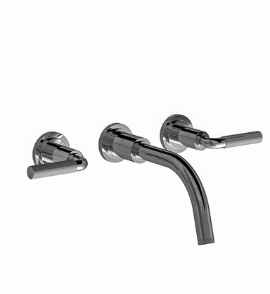 Techno Chic Wall-mounted lavatory faucet, less drain assembly, trim only - Vertical Lines Lever