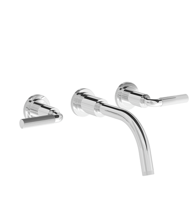 Techno Chic Wall-mounted lavatory faucet, less drain assembly, trim only - Vertical Lines Lever