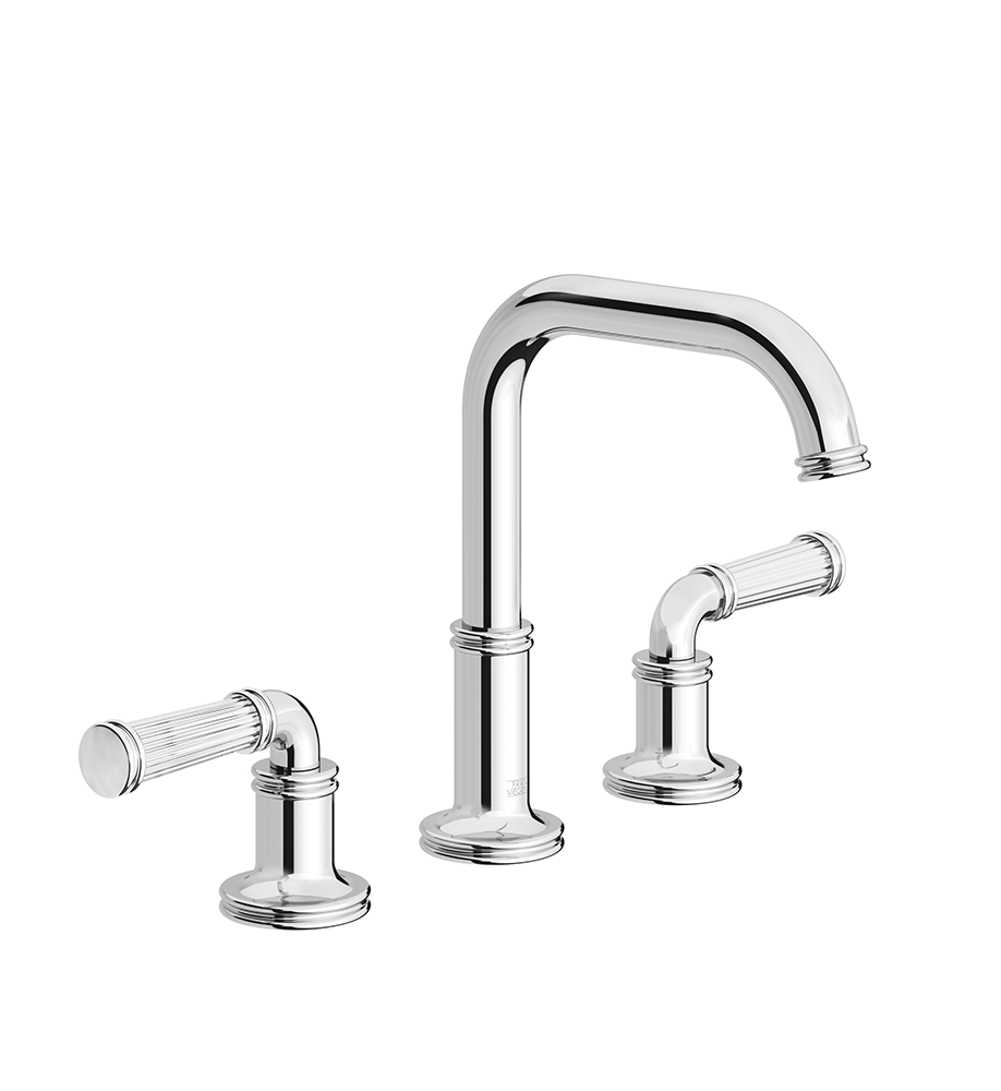 Classic H Widespread lavatory faucet with pop-up drain assembly