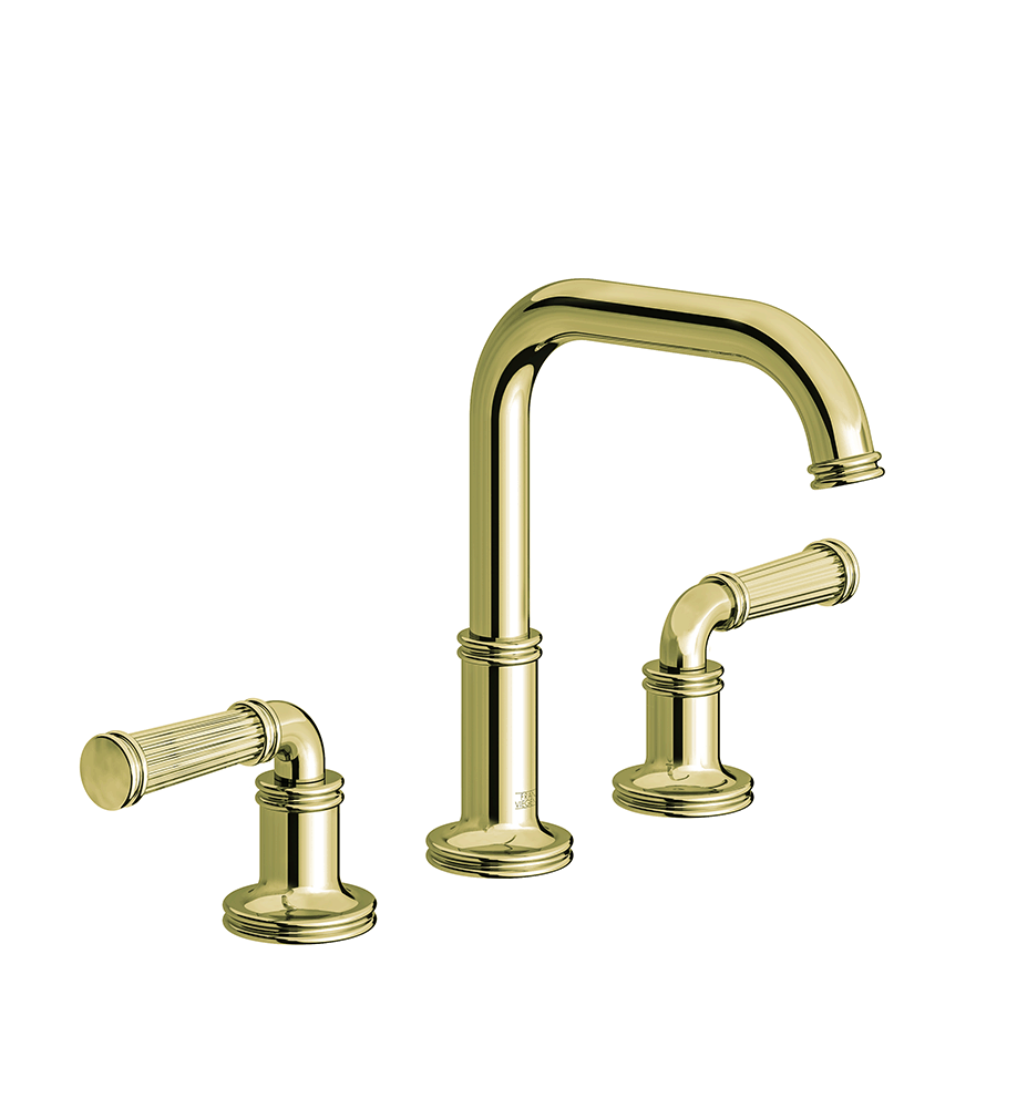 Classic H Widespread lavatory faucet with pop-up drain assembly