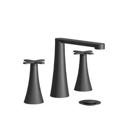 Konic Widespread lavatory faucet with push-down pop-up drain assembly