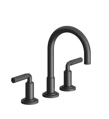 Techno Chic Widespread lavatory faucet with push-down pop-up drain assembly (no lift rod) - Knurling Lever