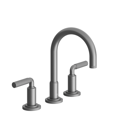 Techno Chic Widespread lavatory faucet with push-down pop-up drain assembly (no lift rod) - Knurling Lever