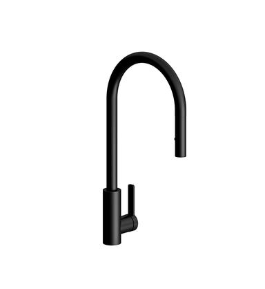 Contemporary single handle deck mount kitchen mixer with pull-out sprayer
