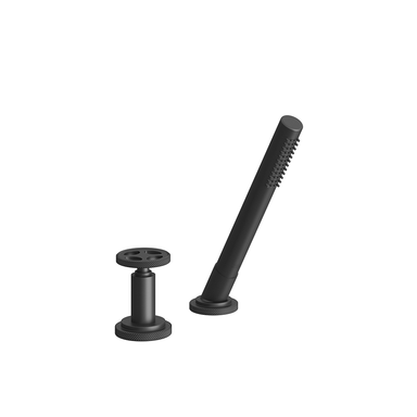 Techno Chic Deck mounted Roman diverter valve and handshower assembly - Knurling