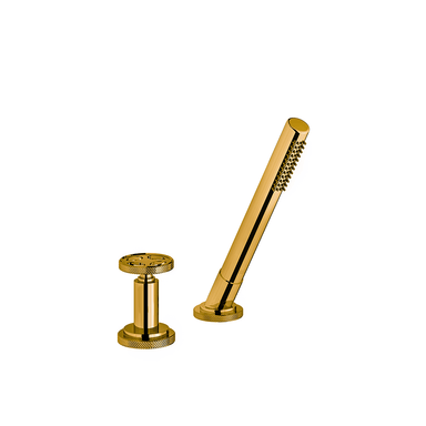 Techno Chic Deck mounted Roman diverter valve and handshower assembly - Knurling