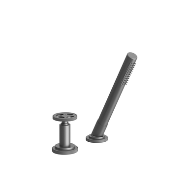 Techno Chic Deck mounted Roman diverter valve and handshower assembly - Knurling