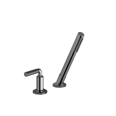 Techno Chic Deck mounted Roman diverter valve and handshower assembly - Lever Knurling