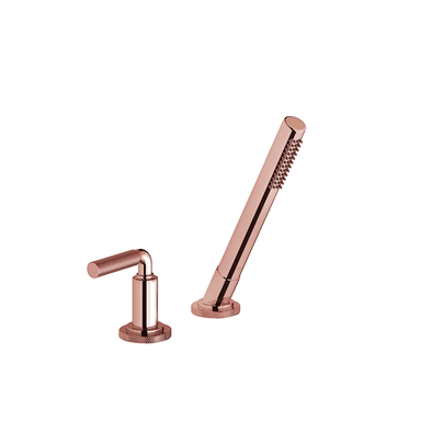 Techno Chic Deck mounted Roman diverter valve and handshower assembly - Lever Knurling