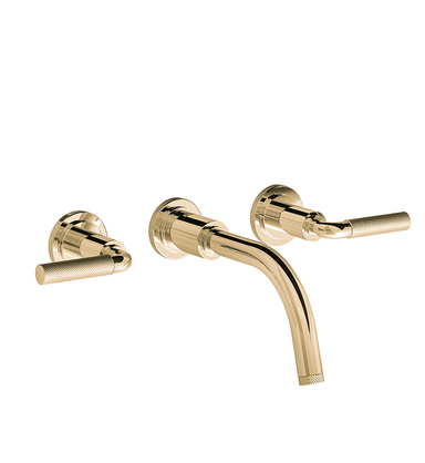 Techno Chic Wall-mounted lavatory faucet, less drain assembly, trim only - Knurling Lever
