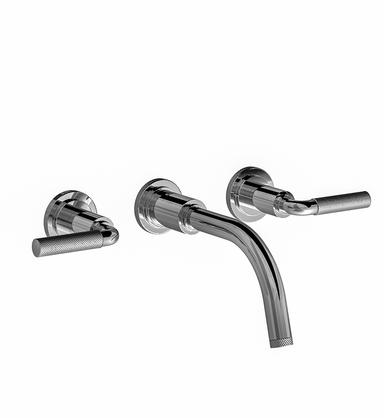 Techno Chic Wall-mounted lavatory faucet, less drain assembly, trim only - Knurling Lever