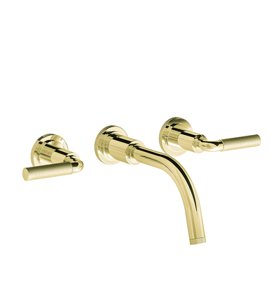 Techno Chic Wall-mounted lavatory faucet, less drain assembly, trim only - Knurling Lever
