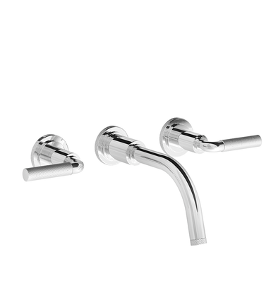 Techno Chic Wall-mounted lavatory faucet, less drain assembly, trim only - Knurling Lever