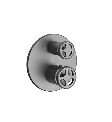 Techno Chic Thermostatic Shower Trim with Three-Way Diverter, Knurling, 3 Functions