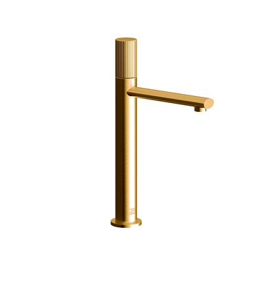 Nerea Vessel single handle luxury lavatory set with push-down pop-up drain assembly - Vertical Lines