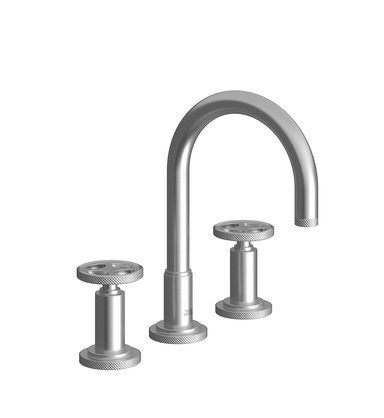 Techno Chic Widespread lavatory faucet with push-down pop-up drain assembly (no lift rod) - Knurling