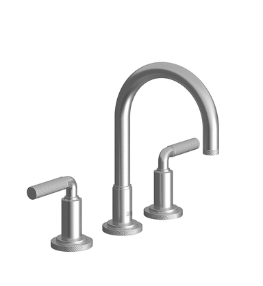 Techno Chic Widespread lavatory faucet with push-down pop-up drain assembly (no lift rod) - Knurling Lever