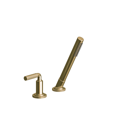 Techno Chic Deck mounted Roman diverter valve and handshower assembly - Lever Knurling