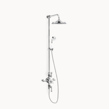 Belgravia Exposed Shower Trim with White and Metal Lever Handles and Hand Shower