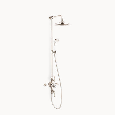 Belgravia Exposed Shower Trim with White and Metal Lever Handles and Hand Shower