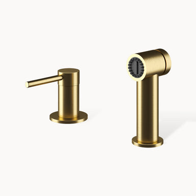 F2 MXSP Two-hole Stainless Steel Mixer and Pull-out Side Spray in Stainless Steel Matte Gilded PVD