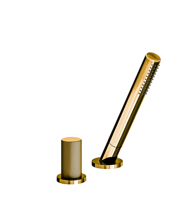 Lollipop Deck-mount Roman Diverter and Handshower Set - Knurling