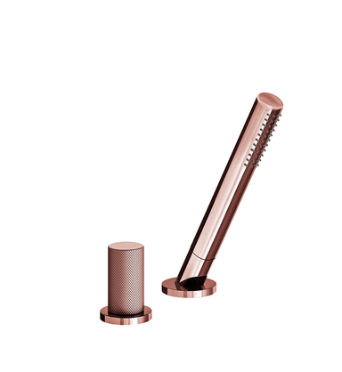 Lollipop Deck-mount Roman Diverter and Handshower Set - Knurling