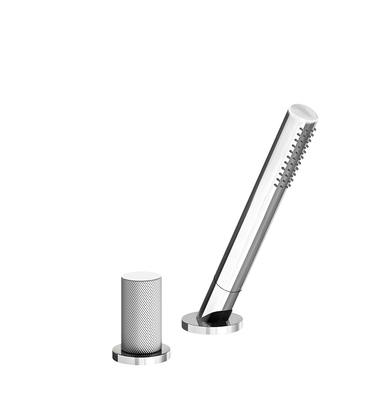 Lollipop Deck-mount Roman Diverter and Handshower Set - Knurling