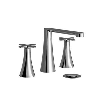 Konic Widespread lavatory faucet with push-down pop-up drain assembly