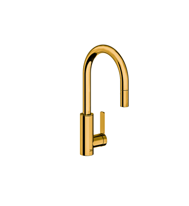 Contemporary single handle Bar/Prep Faucet with pull-out sprayer and flexible hose