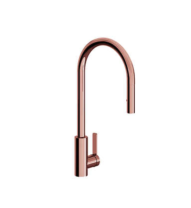 Contemporary single handle deck mount kitchen mixer with pull-out sprayer