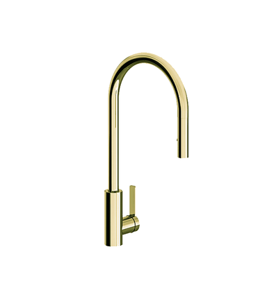 Contemporary single handle deck mount kitchen mixer with pull-out sprayer