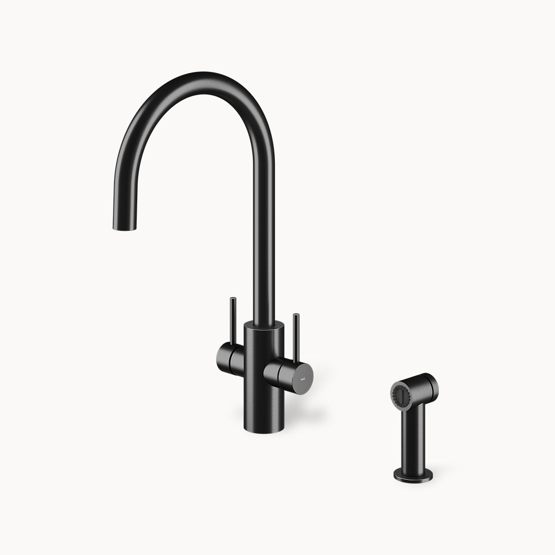 Spin DCS Single-hole Three-way Stainless Steel Kitchen Faucet for Main and Filtered Water with Side Spray