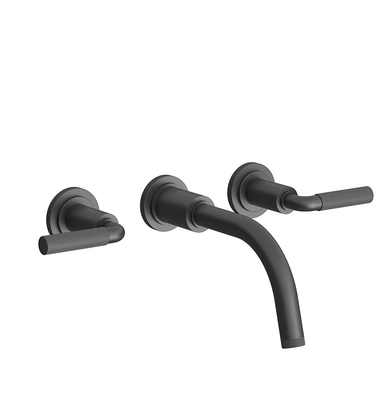Techno Chic Wall-mounted lavatory faucet, less drain assembly, trim only - Vertical Lines Lever