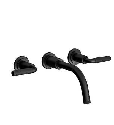 Techno Chic Wall-mounted lavatory faucet, less drain assembly, trim only - Vertical Lines Lever