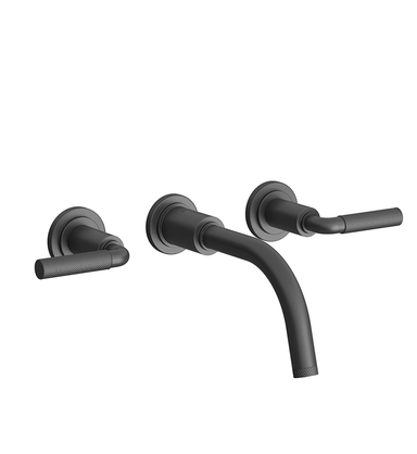 Techno Chic Wall-mounted lavatory faucet, less drain assembly, trim only - Knurling Lever