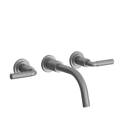 Techno Chic Wall-mounted lavatory faucet, less drain assembly, trim only - Knurling Lever