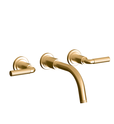 Techno Chic Wall-mounted lavatory faucet, less drain assembly, trim only - Knurling Lever