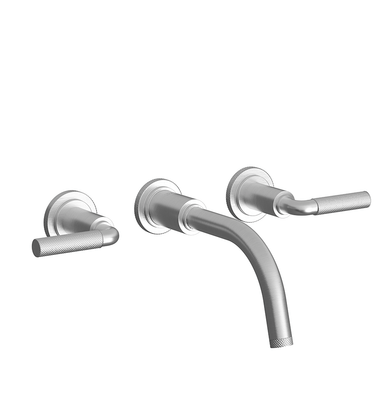 Techno Chic Wall-mounted lavatory faucet, less drain assembly, trim only - Knurling Lever
