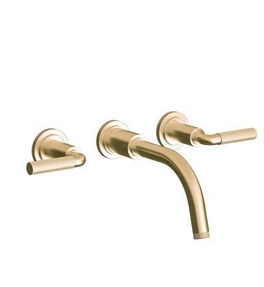 Techno Chic Wall-mounted lavatory faucet, less drain assembly, trim only - Vertical Lines Lever