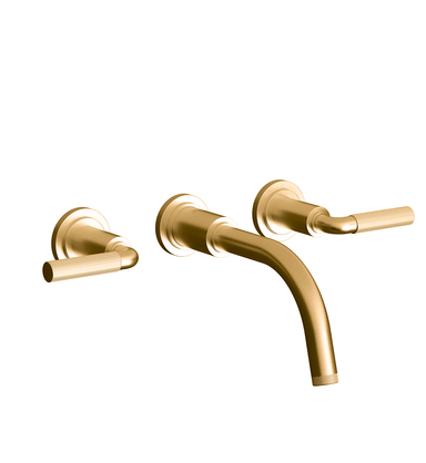 Techno Chic Wall-mounted lavatory faucet, less drain assembly, trim only - Vertical Lines Lever